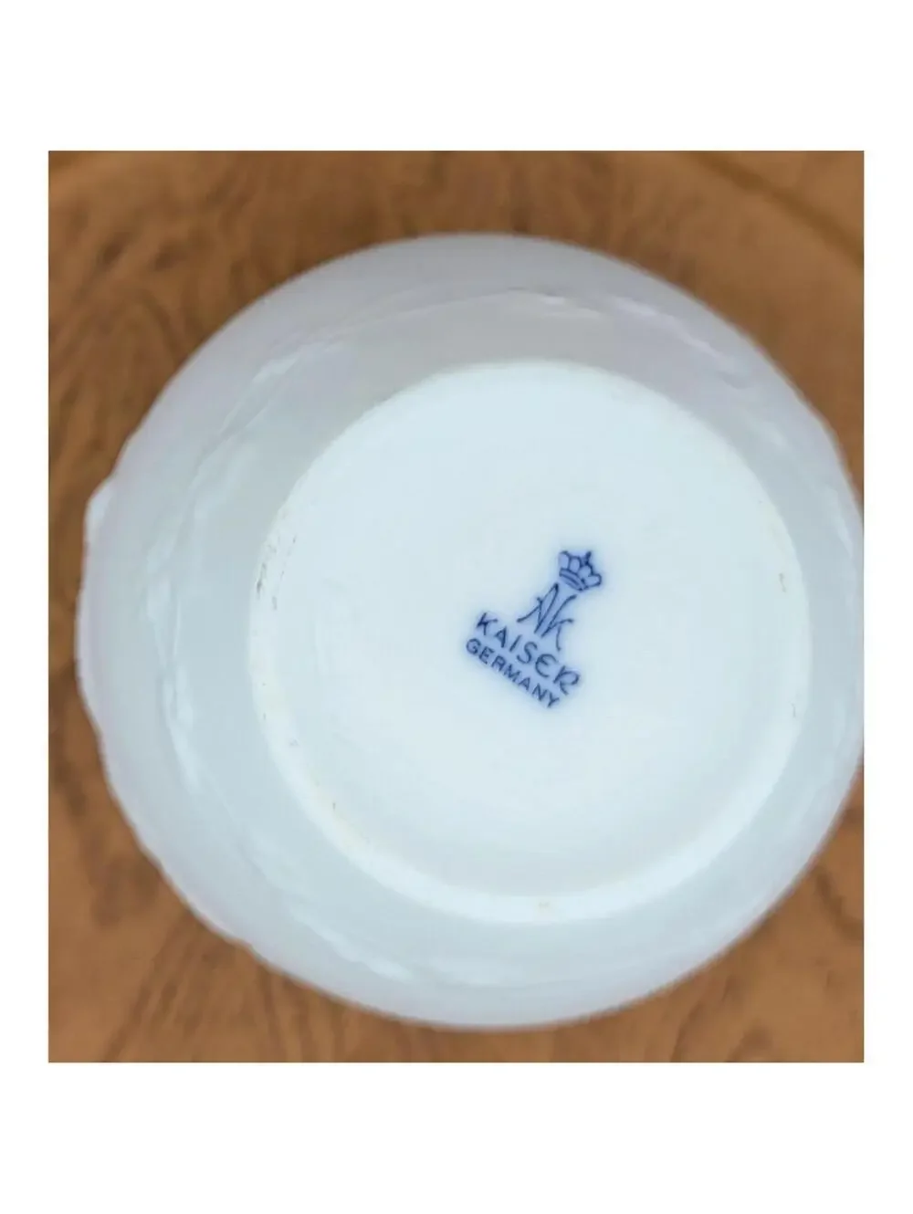 Kaiser Germany White Bisque Porcelain Vase Floral Relief Embossed Vintage